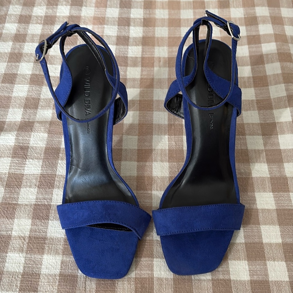 Stiletto Square Toe Heels Royal Blue Connie by Wild Diva Sz 7